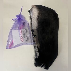 12” 13x4 HD Lace Front Wig 180% Density Human Hair Silky Natural Black Glue-less